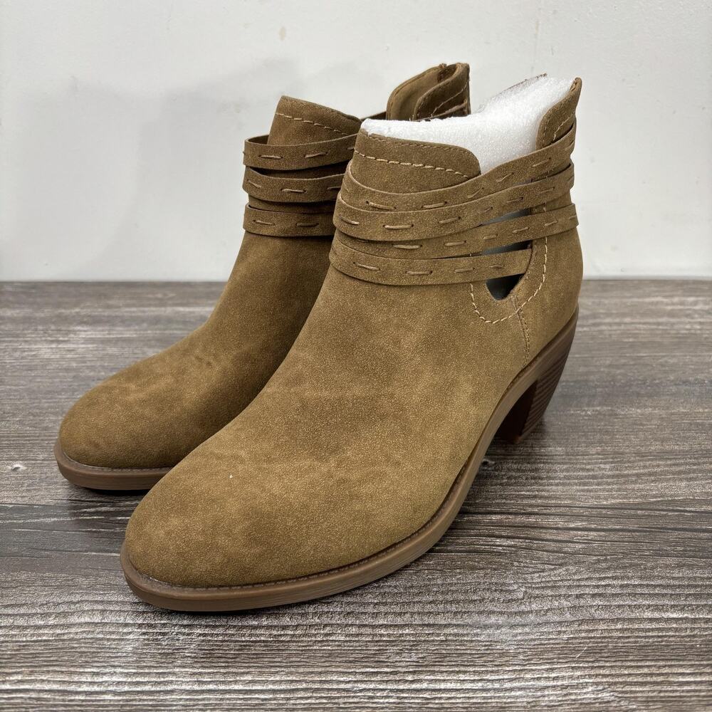 New! Frye And Co Petal Booties Womens‎ Size 6 Brown Suede Ankle Boots Block Heel